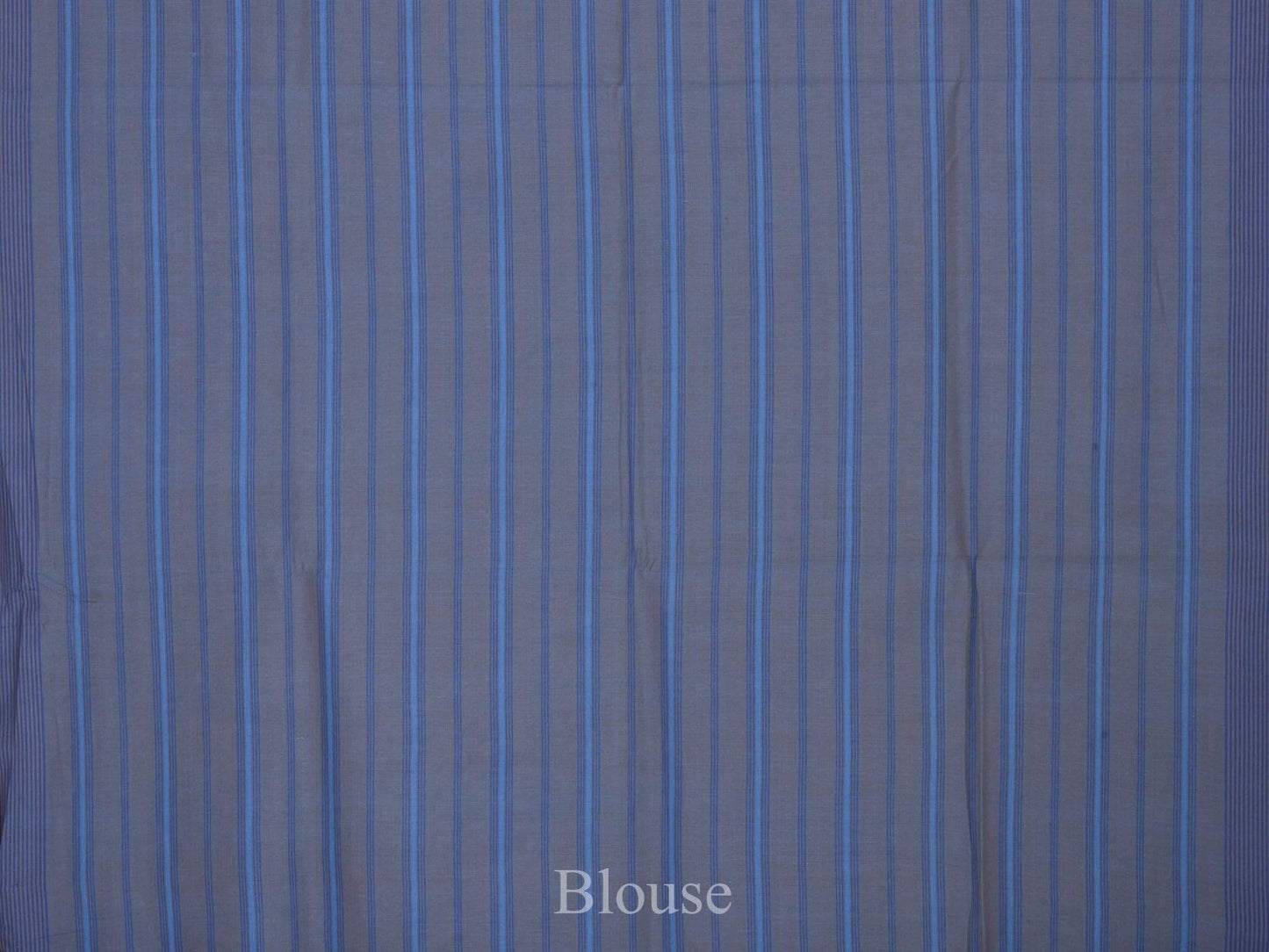 Grey and Blue Organic Cotton Handloom Saree with Checks Design o0158