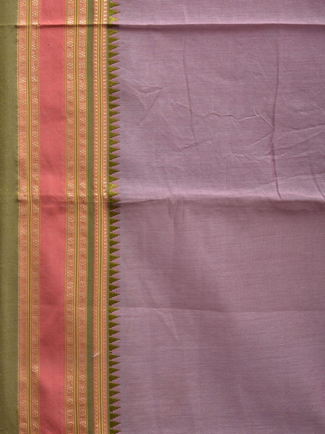 Grey and Green Bamboo Cotton Plain Saree with Strips Pallu Design No Blouse bc0341