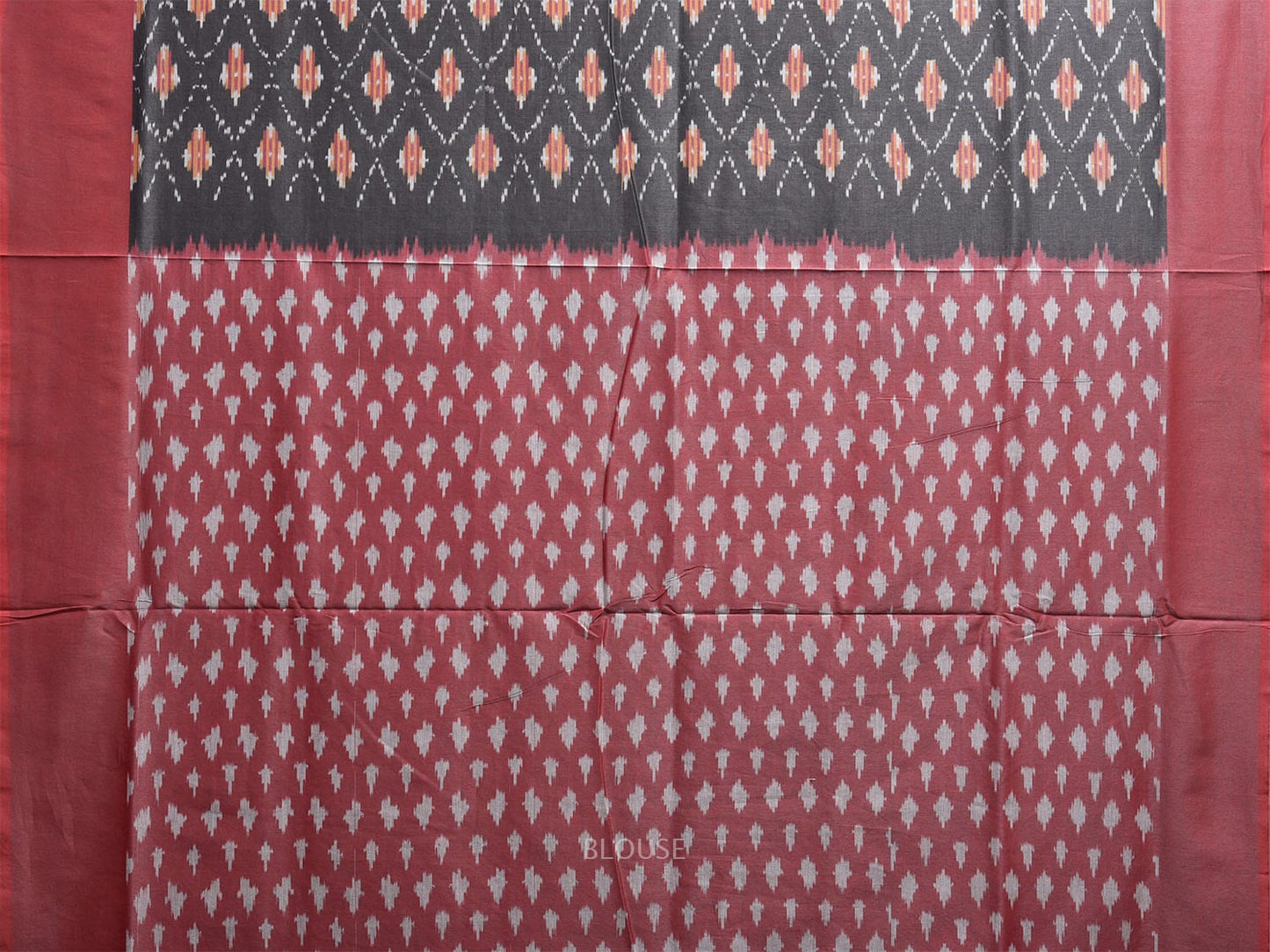 Grey and Peach Pochampally Ikat Cotton Handloom Saree with All Over Body and Pallu Design i0895