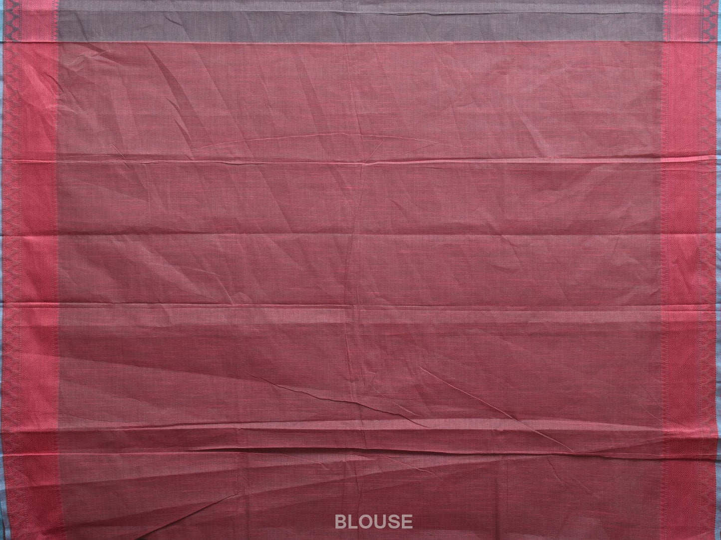 Grey and Pink Kanchipuram Cotton Handloom Plain Saree with Strips Pallu and Border Design k0545