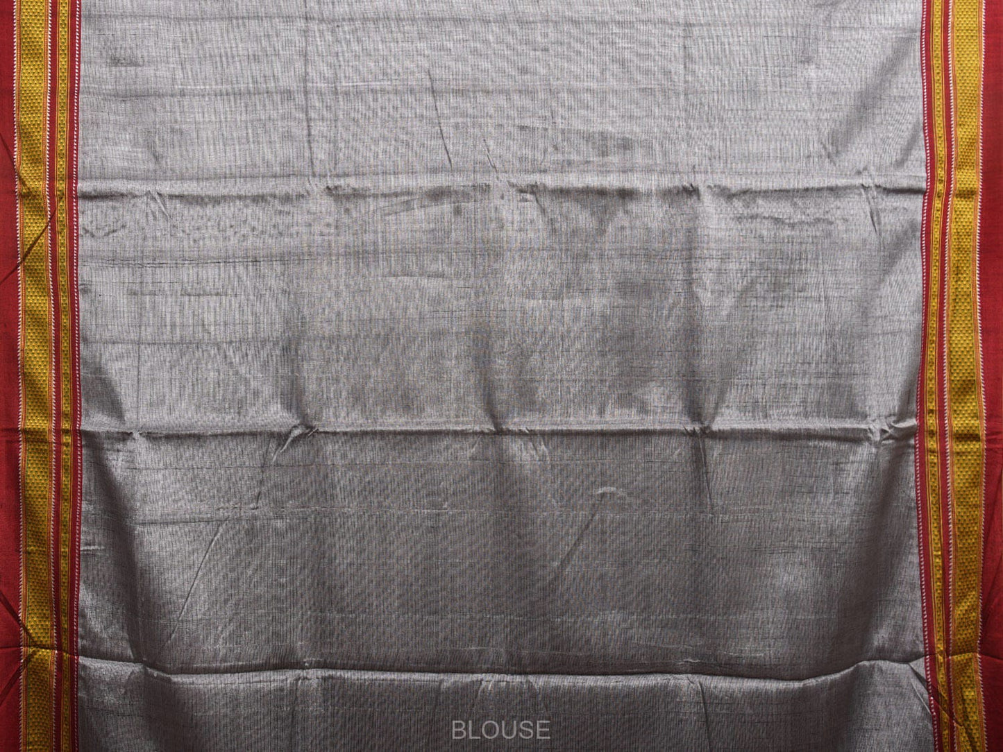 Grey and Red ilkal Viscose Silk Plain Saree with Strips Pallu Design o0472