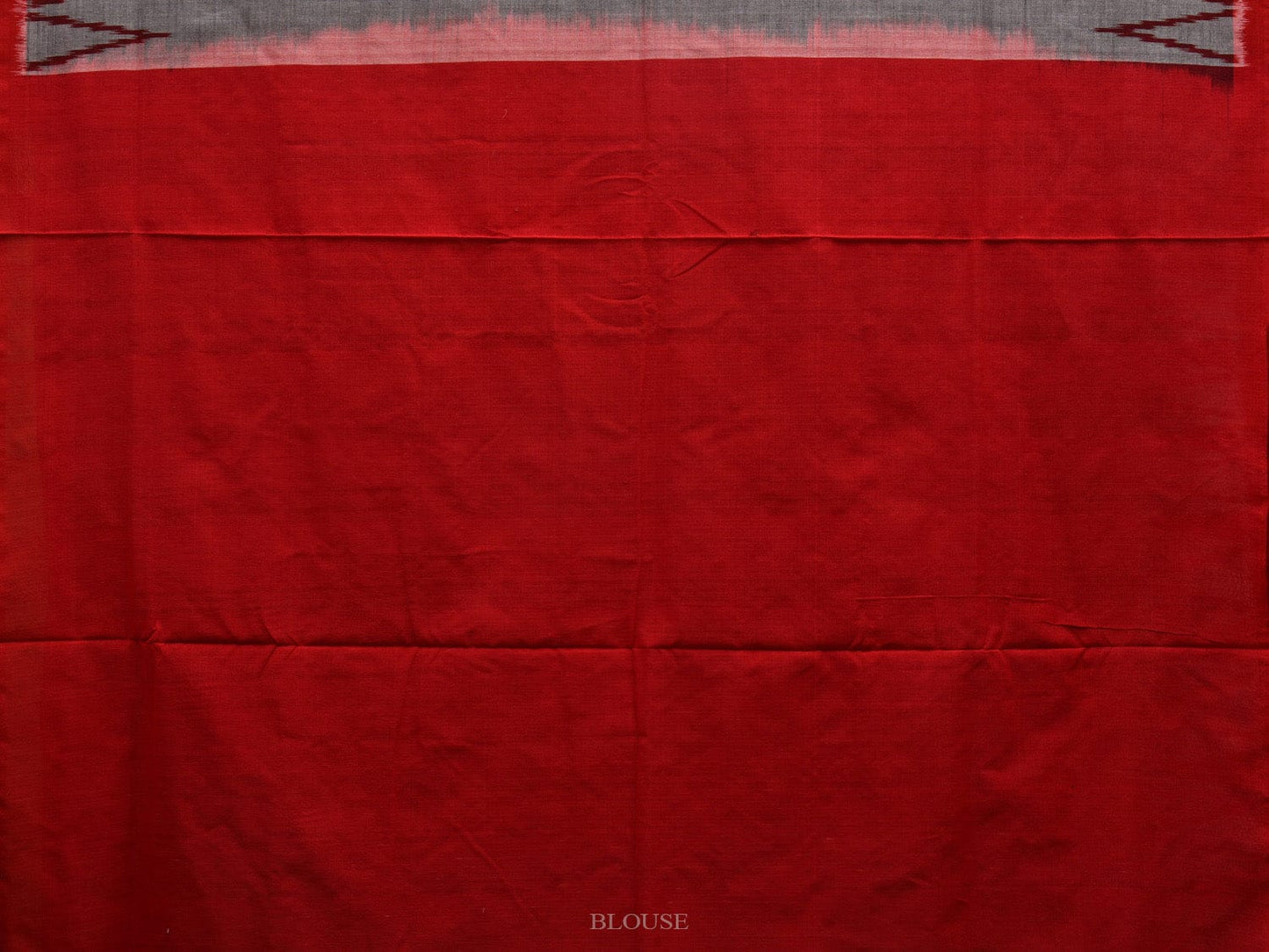 Grey and Red Pochampally Ikat Cotton Handloom Saree with Big Temple Border Design i0651