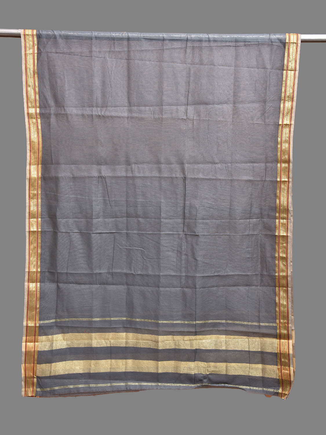 Grey Bamboo Cotton Dupatta with Zari Border ds3872
