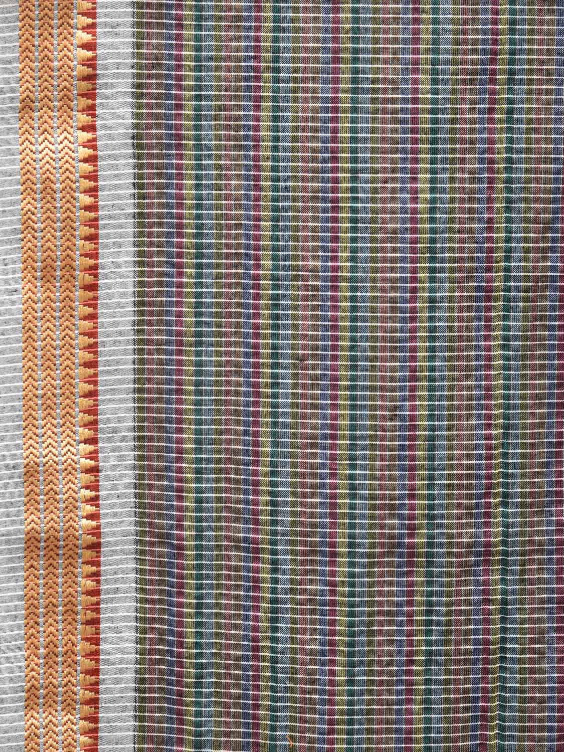 Grey Bamboo Cotton Saree with Checks Design No Blouse bc0194