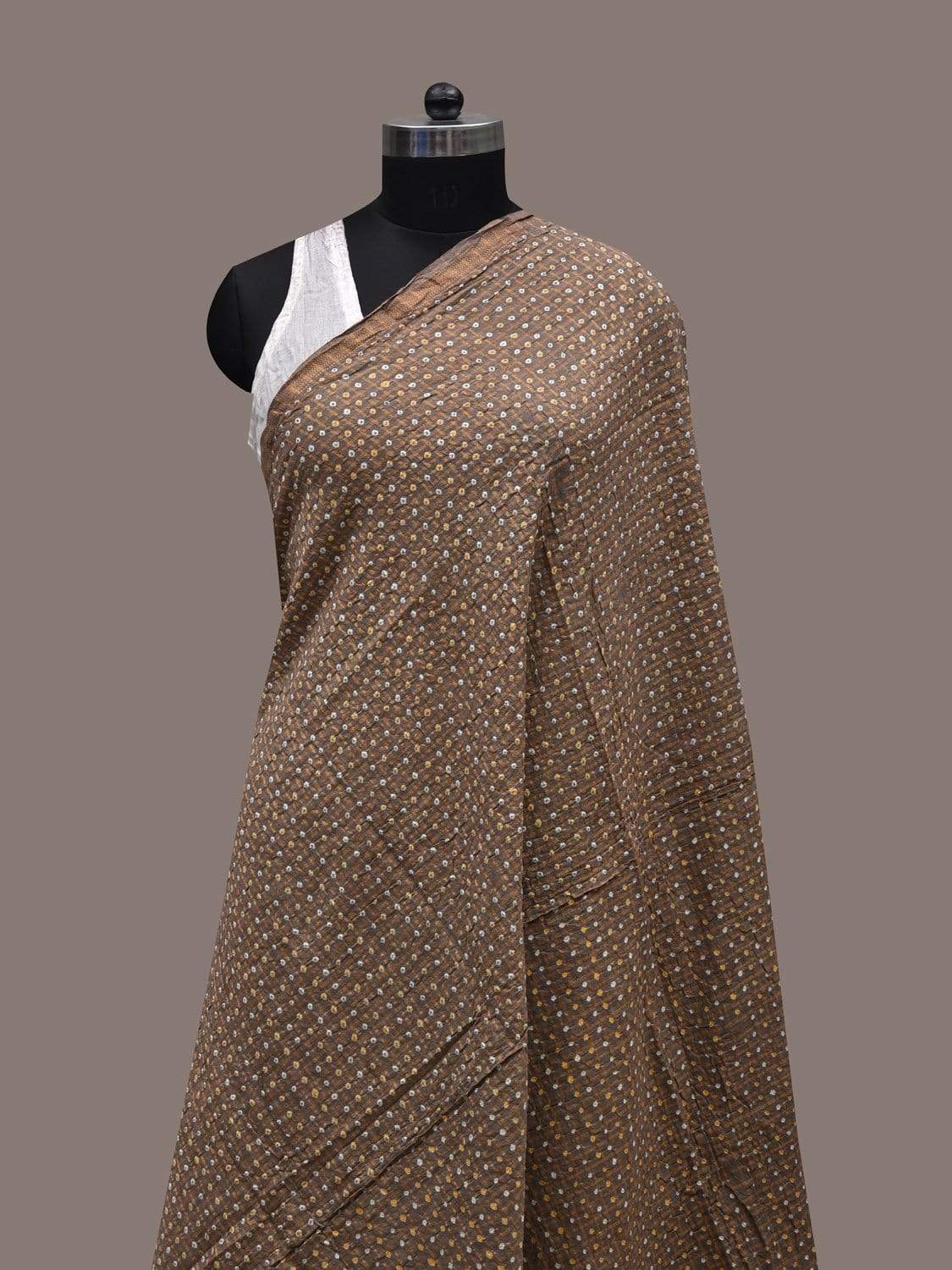 Grey Bandhani Cotton Handloom Dupatta with Zari Checks Design ds2502