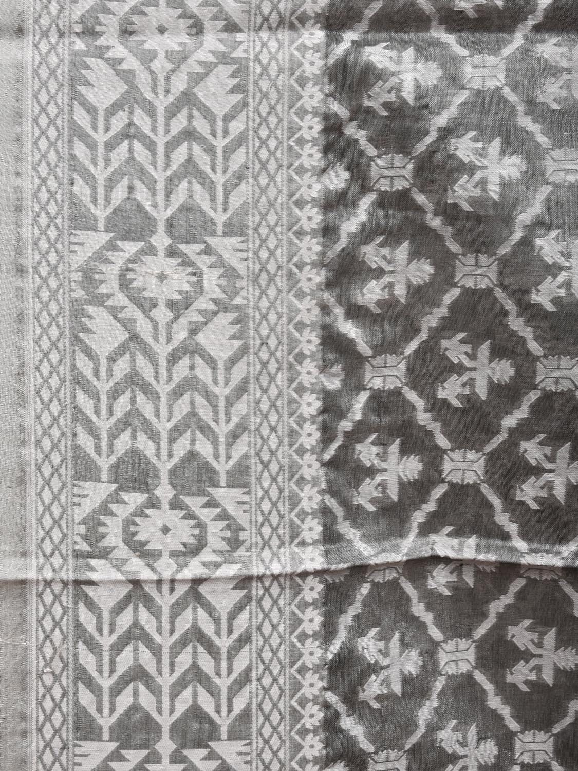 Grey Cut Work Tussar Cotton Saree with All Over Jamdani Style Design o0440