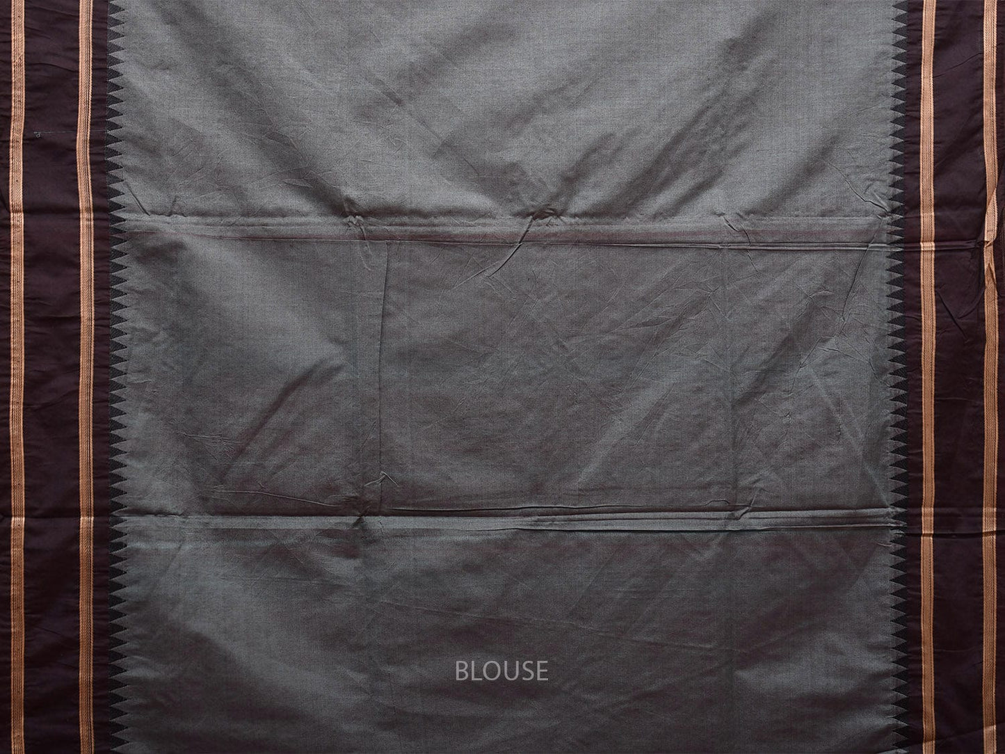 Grey Kanchipuram Cotton Saree with Strips Pallu Design k0798