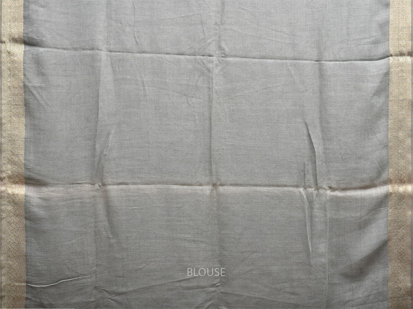 Grey Linen Cotton Plain Saree with Strips Pallu Design o0564