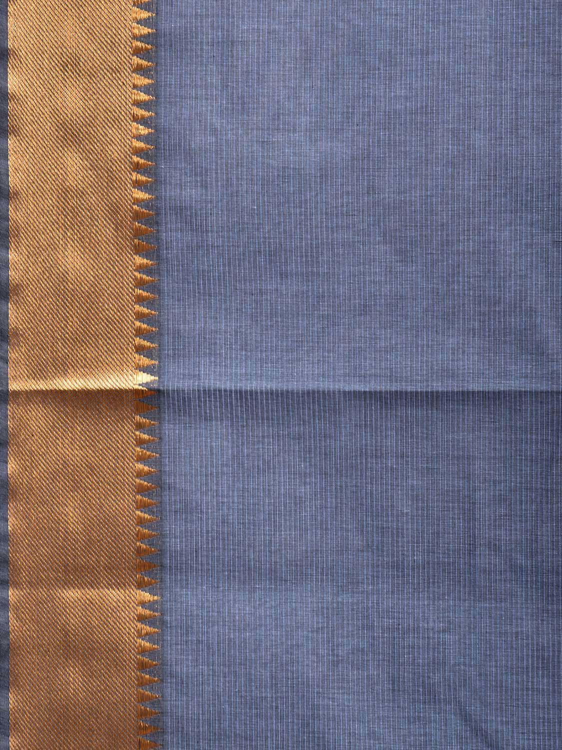 Grey Mangalgiri Cotton Handloom Saree with Strips and Zari Border Design No Blouse mn0079