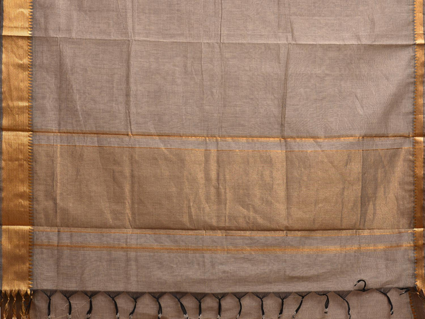 Grey Mangalgiri Cotton Handloom Saree with Strips Design and Small Temple Border No Blouse mn0086