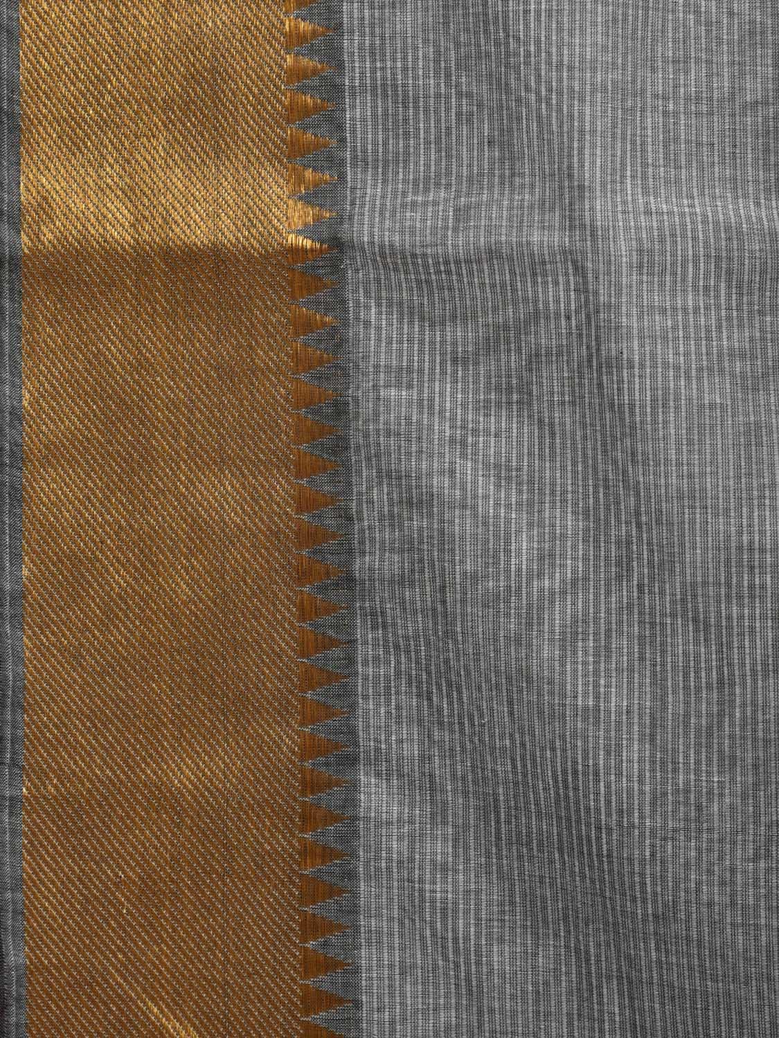 Grey Mangalgiri Cotton Handloom Saree with Strips Design mn0071