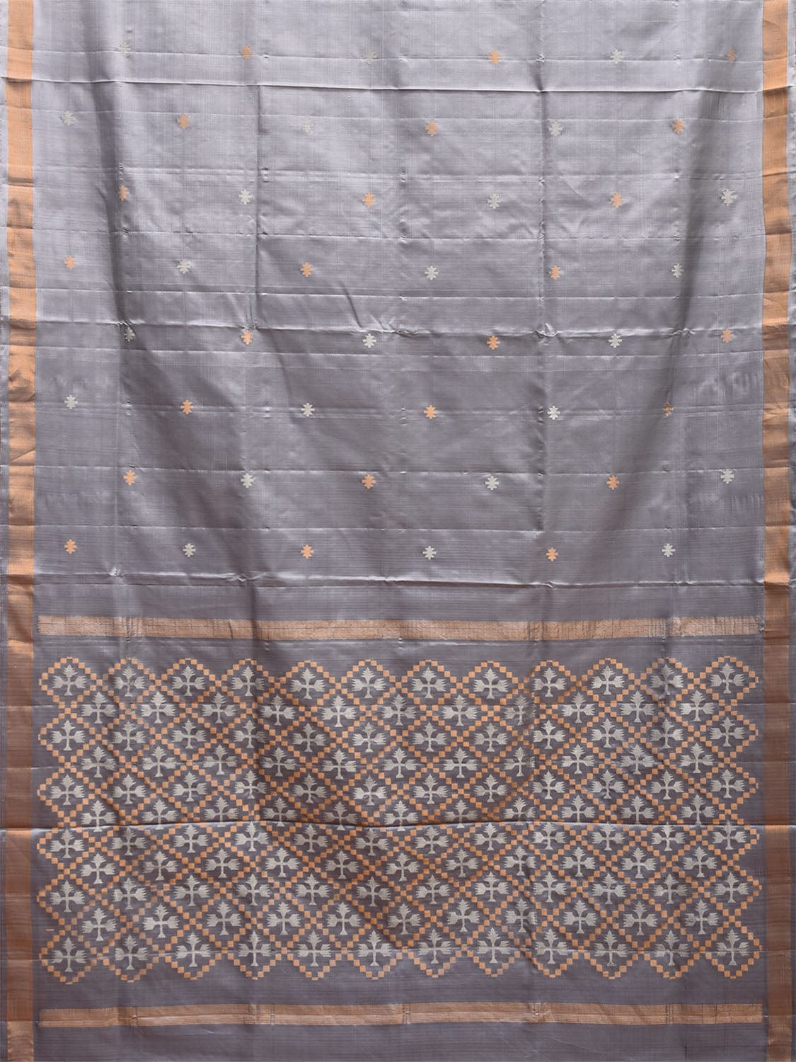 Grey Uppada Silk Handloom Saree with Jamdani Pallu Design u2294