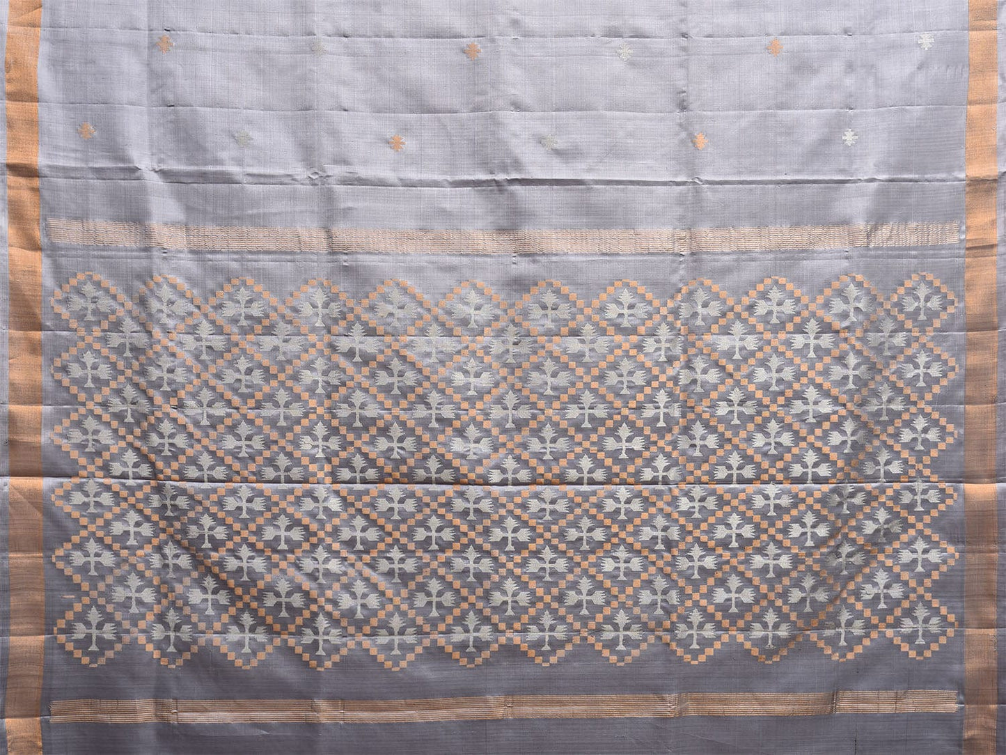Grey Uppada Silk Handloom Saree with Jamdani Pallu Design u2294