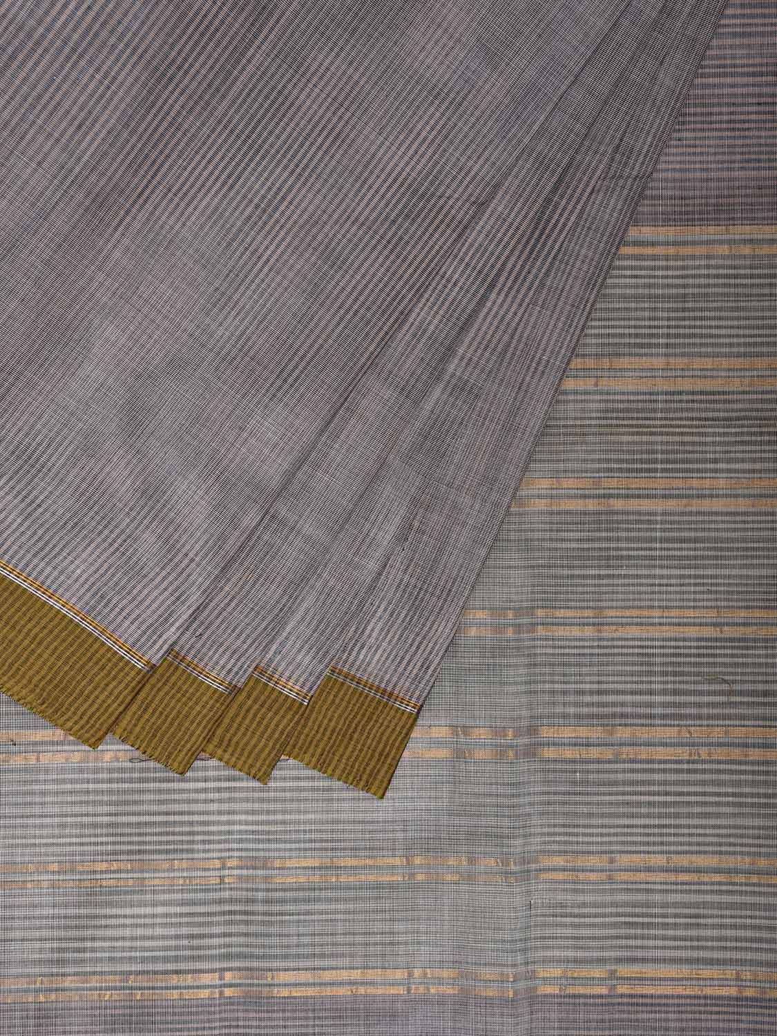 Grey Venkatagiri Cotton Saree with Body Strips Design No Blouse v0139
