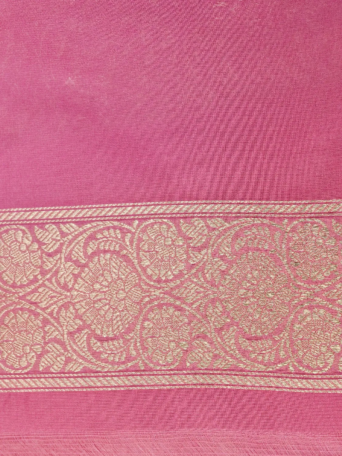Vibrant Rani Pink Banarasi Katan Silk Saree with Luxurious Gold Brocade Jaal DSK0032