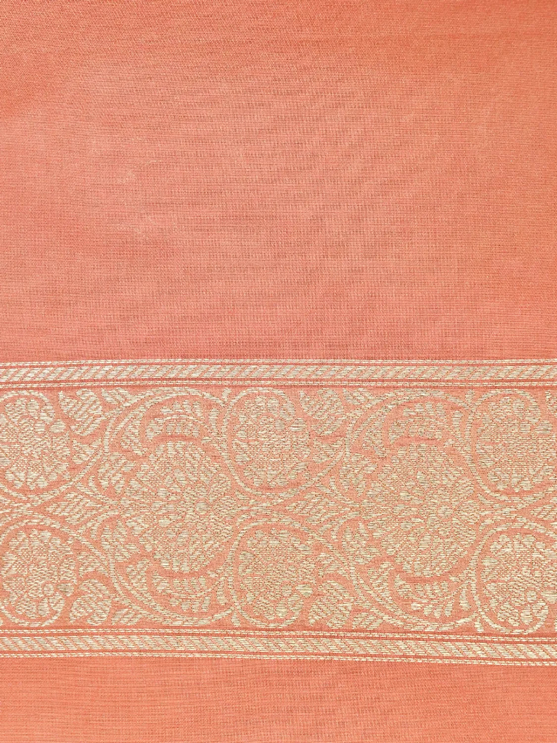 Luminous Peach Banarasi Katan Silk Saree with All-Over Gold Brocade Floral Jaal DSK0043