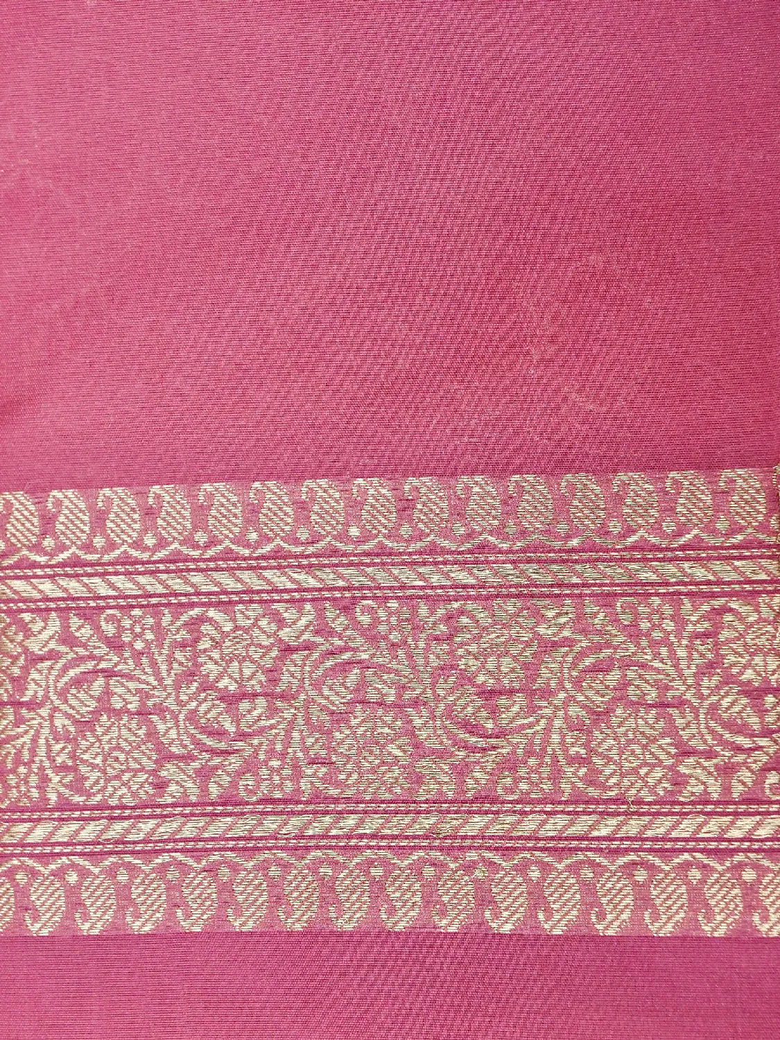 Rani Pink Banarasi Katan Silk Saree with All-Over Gold Zari Floral Brocade DSK0051