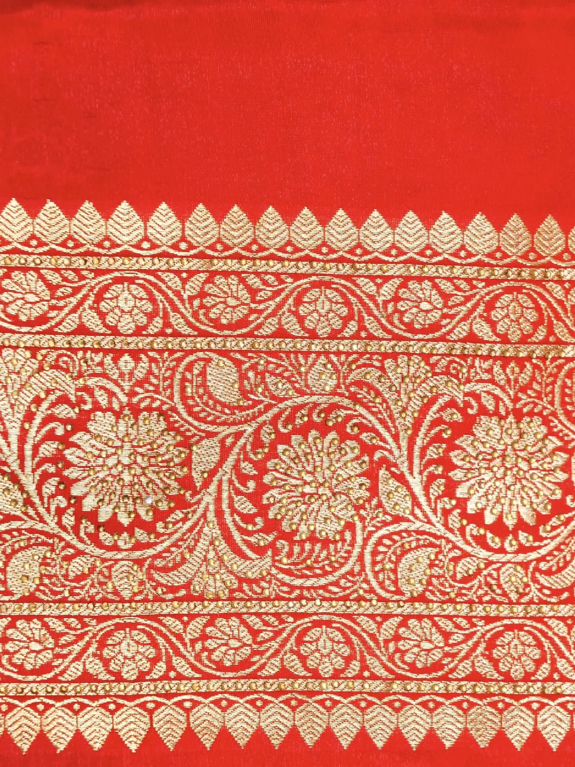 Exotic Teal Blue & Festive Red Banarasi Katan Silk Saree with Heavy Gold Zari Swarovski Crystal Stones Weave DSK0016