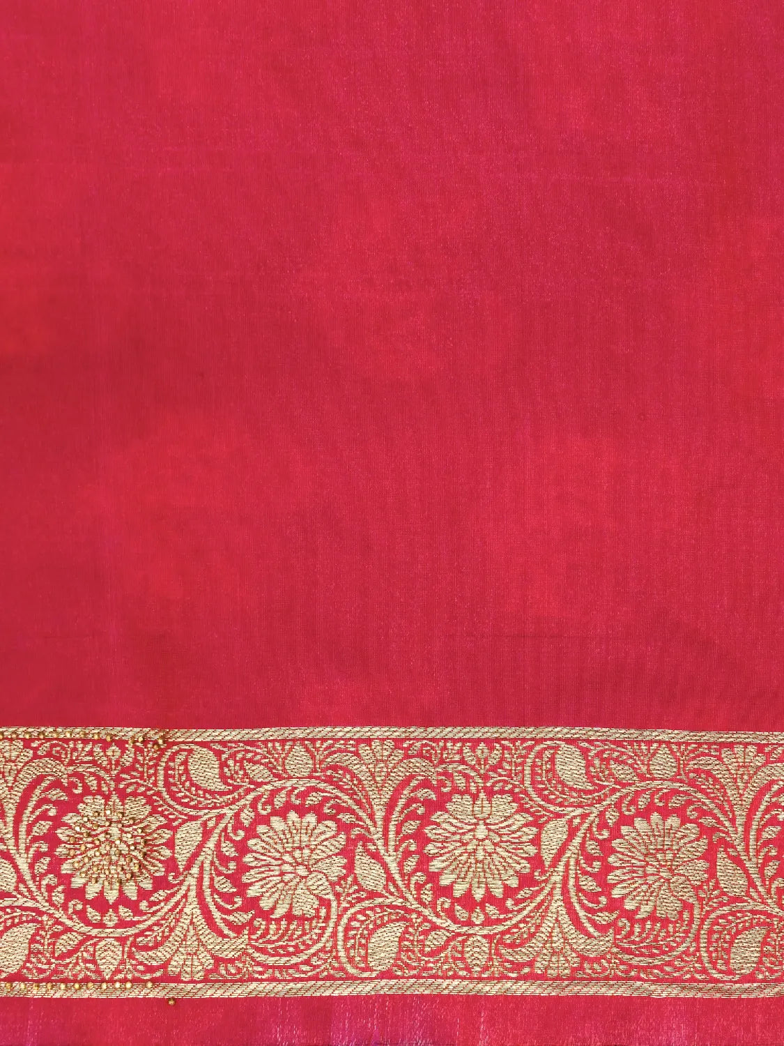 Dual-Tone Blue & Red Katan Silk Saree with Intricate Swarovski Work Gold Zari Floral Border DSK0011