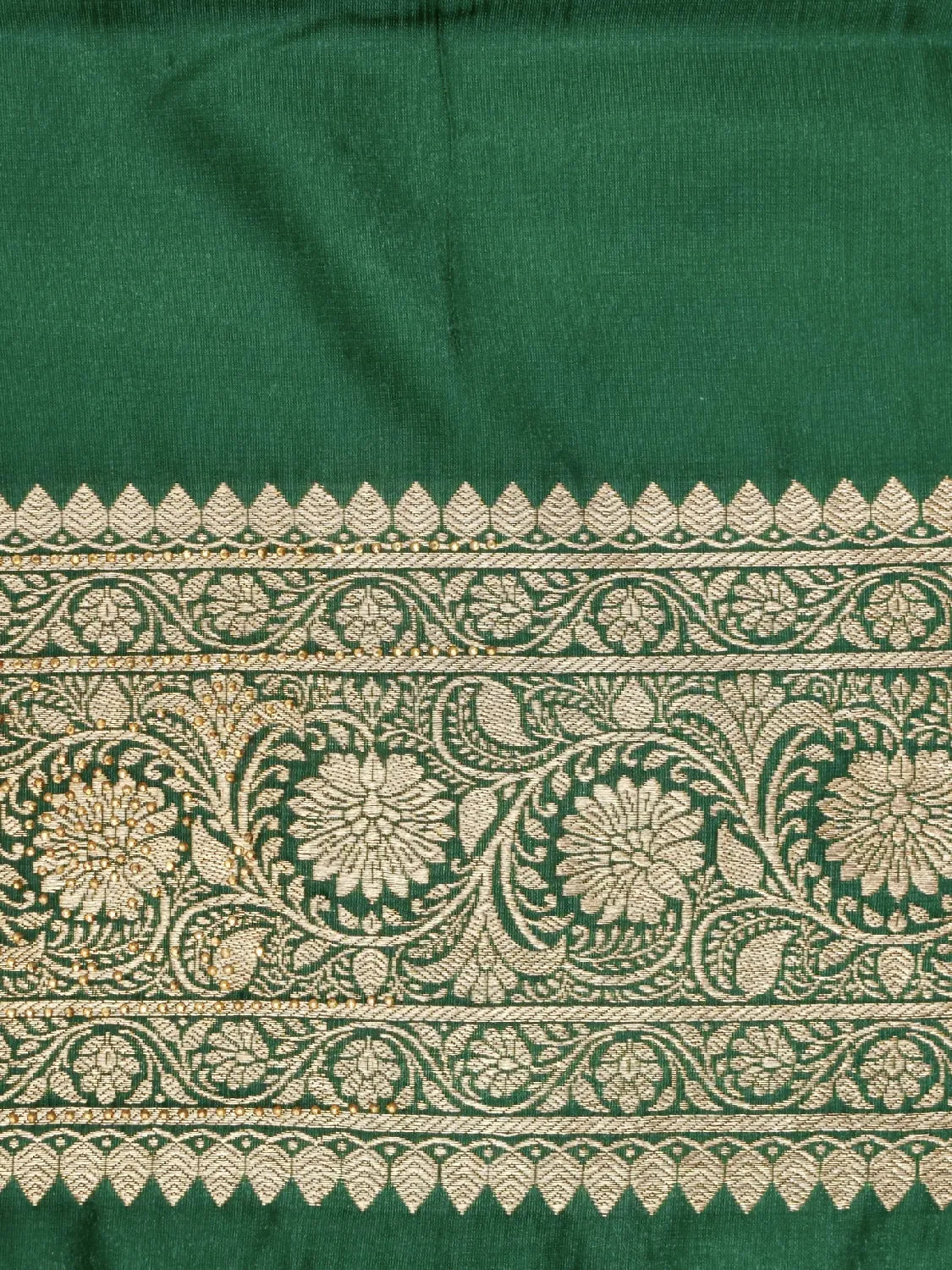 Regal Red & Emerald Green Katan Silk Saree with Swarovski Heavy Gold Zari Work Brocade DSK0012