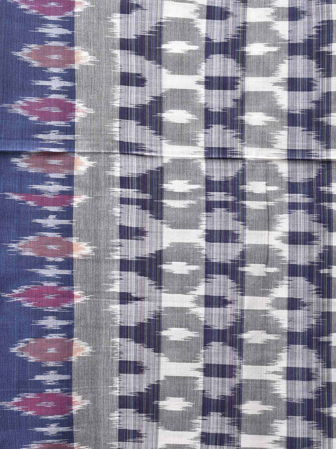 Blue and Black Pochampally Ikat Cotton Handloom Saree with Strips Design No Blouse i0917