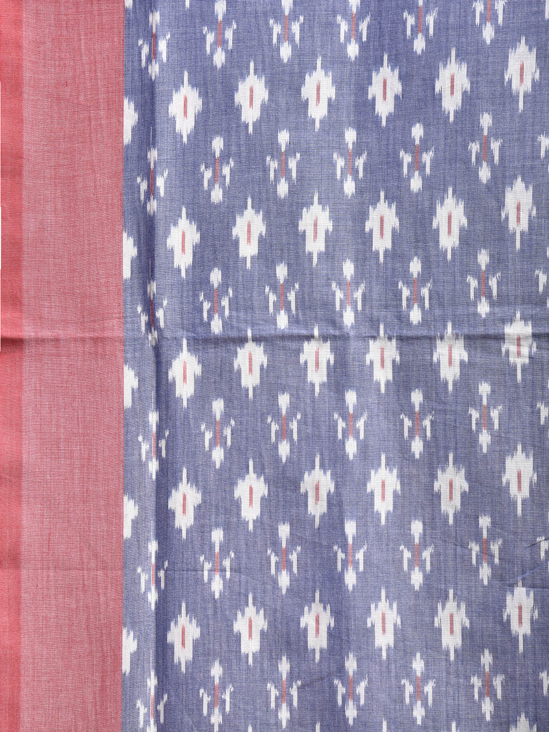 Grey and Light Pink Pochampally Ikat Cotton Handloom Saree with Body Buta and Zig-Zag Pallu Design No Blouse i0924