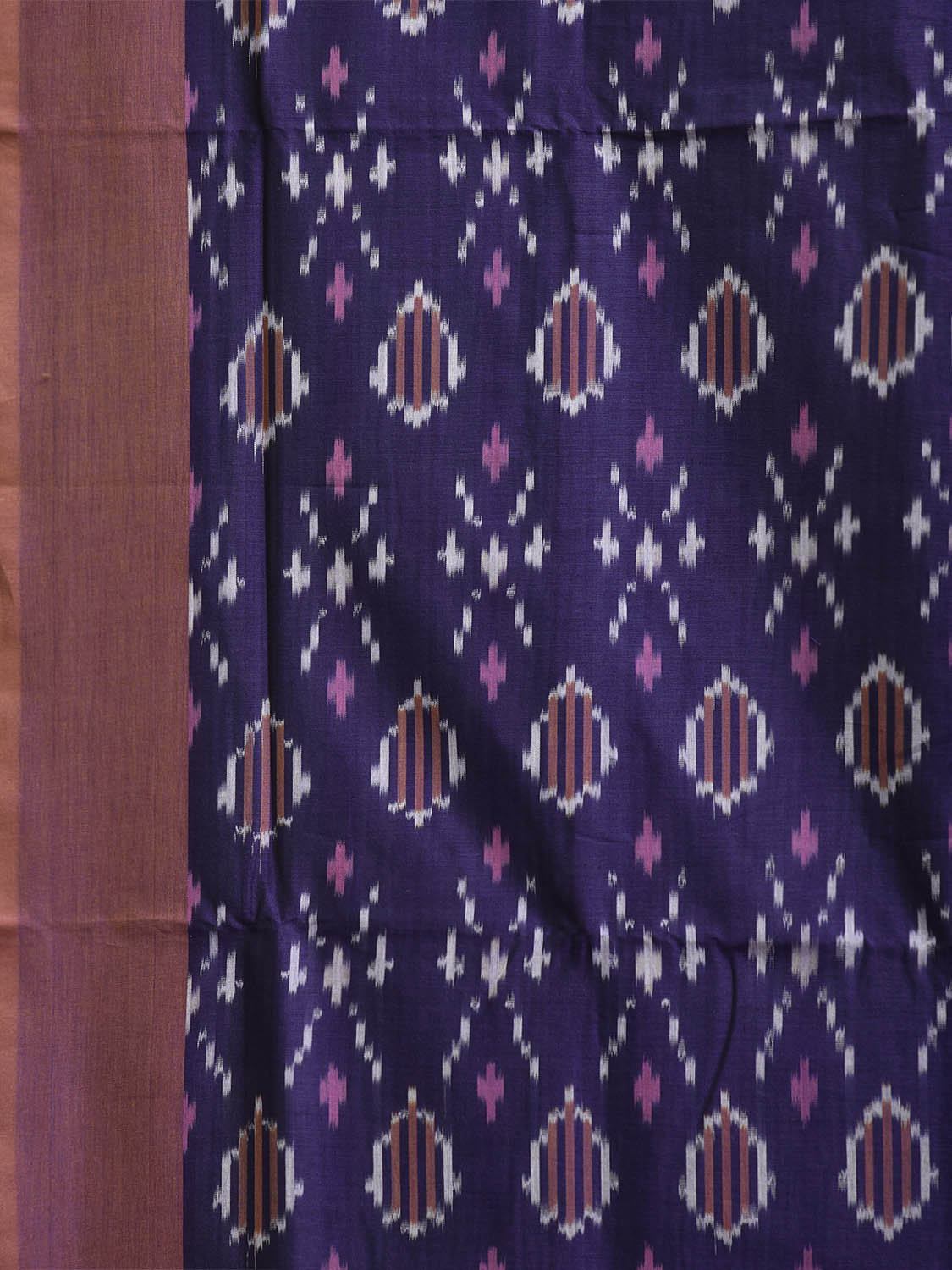 Dark Blue and Light Purple Pochampally Ikat Cotton Handloom Saree with All Over Body and Zig-Zag Pallu Design No Blouse i0925