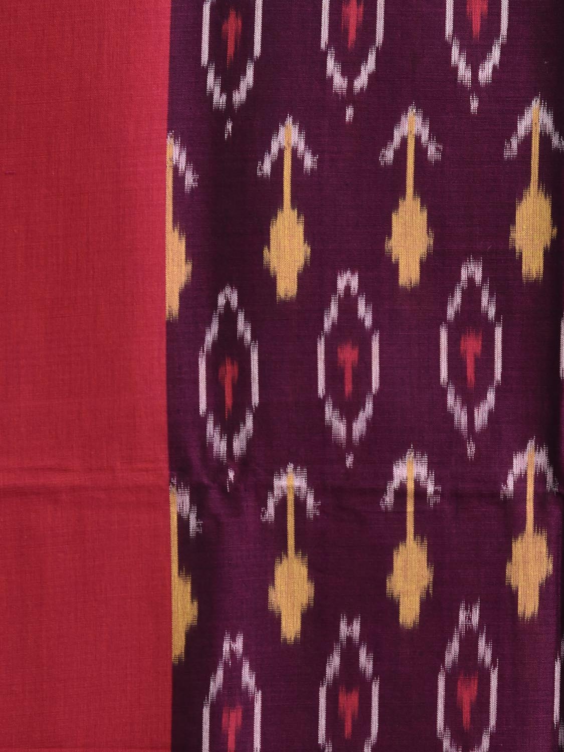 Wine and Red Pochampally Ikat Cotton Handloom Saree with All Over Design No Blouse i0926