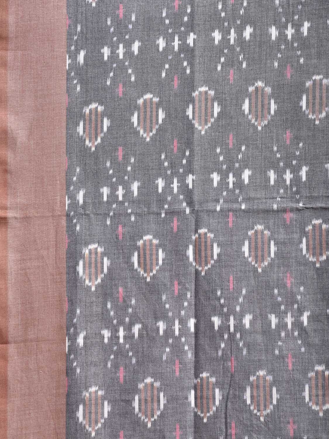 Grey Pochampally Ikat Cotton Handloom Saree with Body Buta Design No Blouse i0951