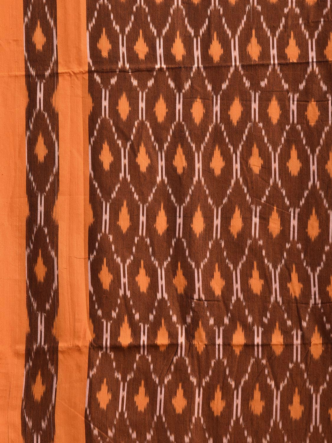 Orange Pochampally Ikat Cotton Handloom Saree with Grill Design No Blouse i0967