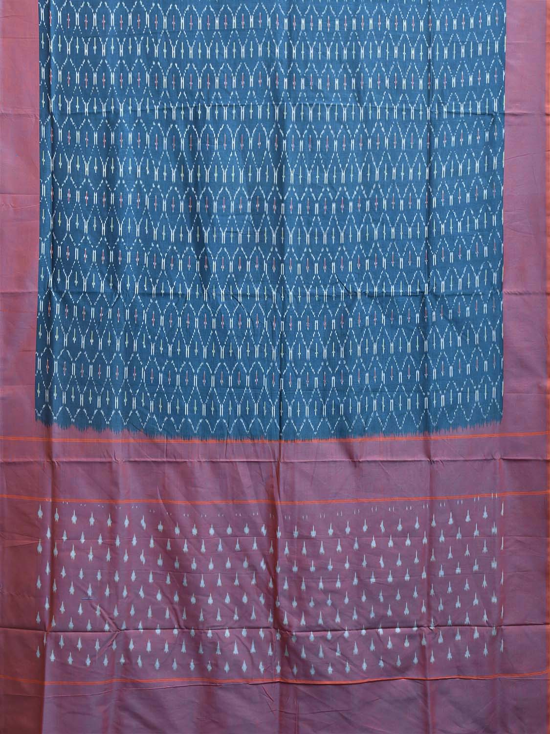 Blue and Light Purple Pochampally Ikat Cotton Handloom Saree with Grill Body Design No Blouse i0984