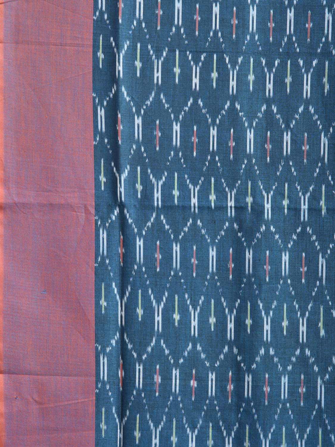 Blue and Light Purple Pochampally Ikat Cotton Handloom Saree with Grill Body Design No Blouse i0984