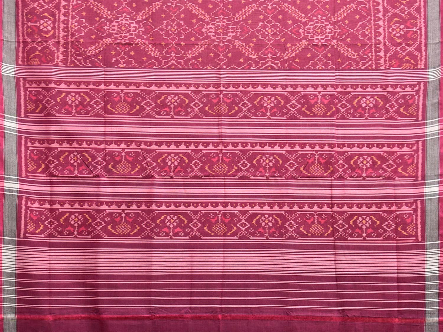 Magenta Ikat Cotton Handloom Saree with All Over Grill Design i0988