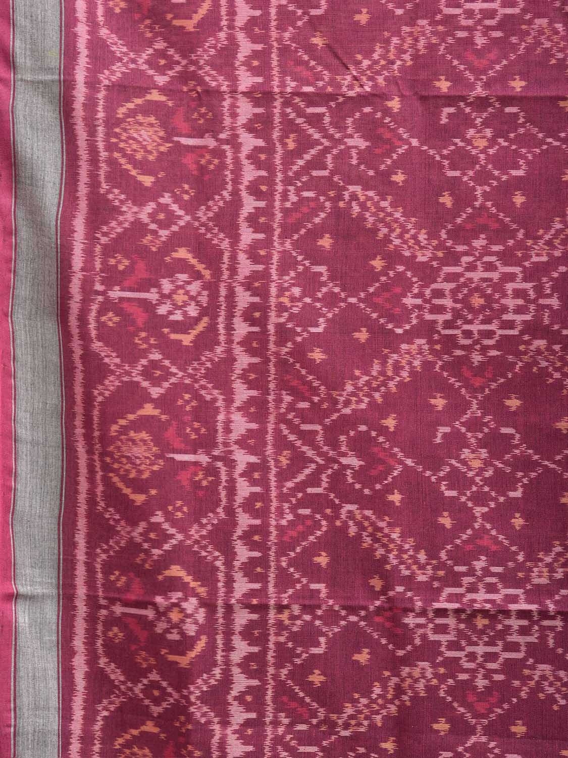Magenta Ikat Cotton Handloom Saree with All Over Grill Design i0988