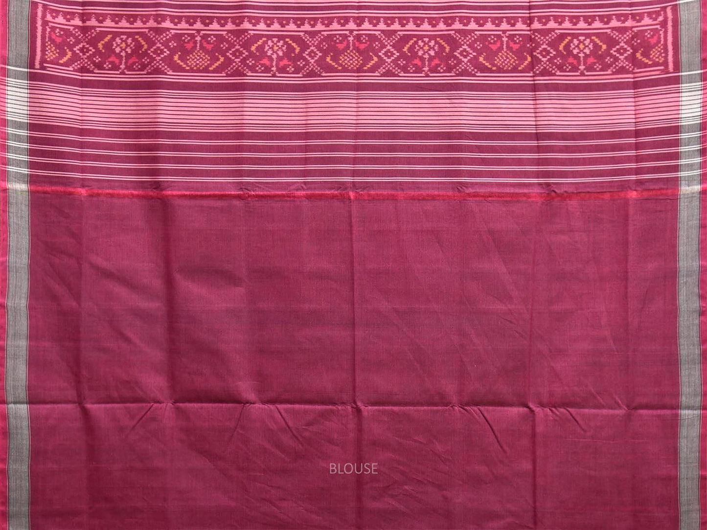 Magenta Ikat Cotton Handloom Saree with All Over Grill Design i0988