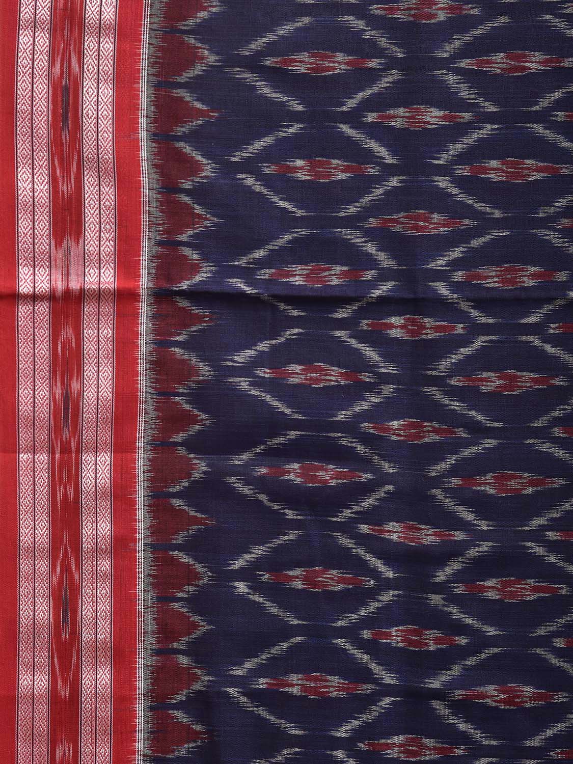 Navy and Maroon Ikat Cotton Saree with Grill Body and Pallu Design No Blouse i0995