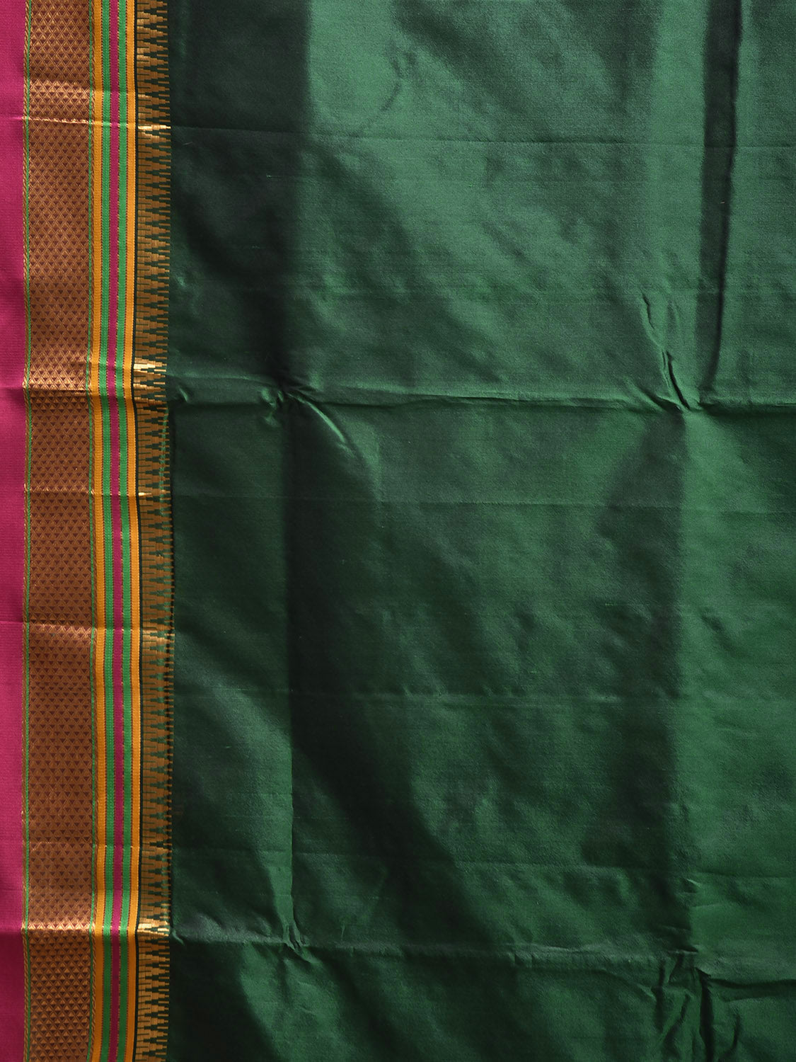 Green and Pink ilkal Viscose Silk Plain Saree with Contrast Teni Tope Kammi Pallu Design il0014