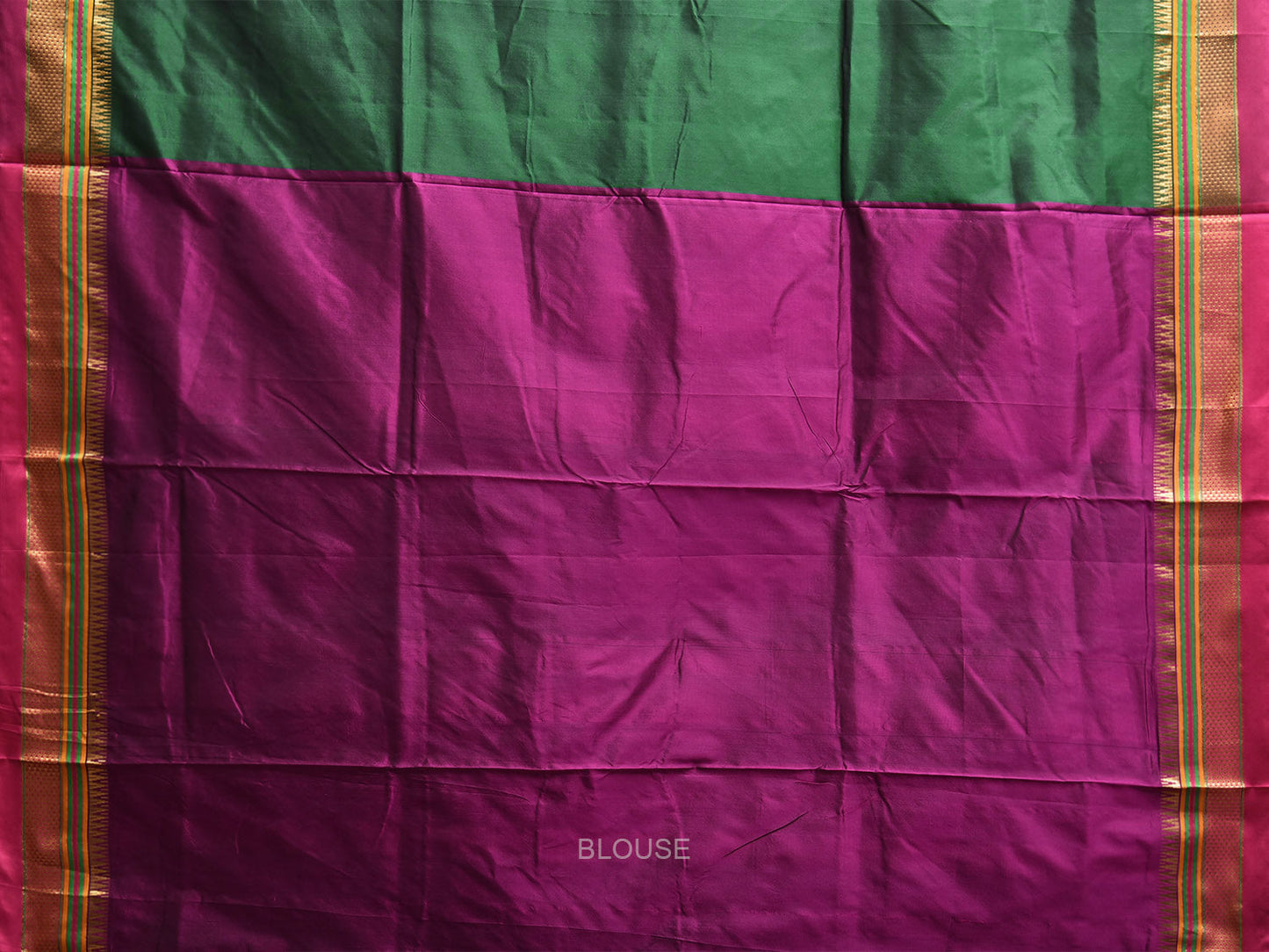 Green and Pink ilkal Viscose Silk Plain Saree with Contrast Teni Tope Kammi Pallu Design il0014