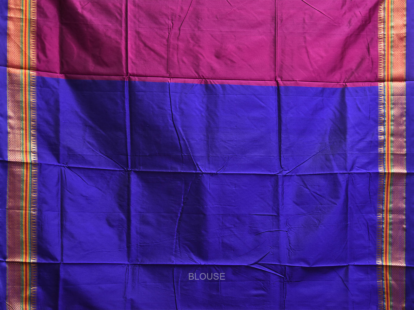 Pink and Blue ilkal Viscose Silk Plain Saree with Contrast Teni Tope Kammi Pallu Design il0015