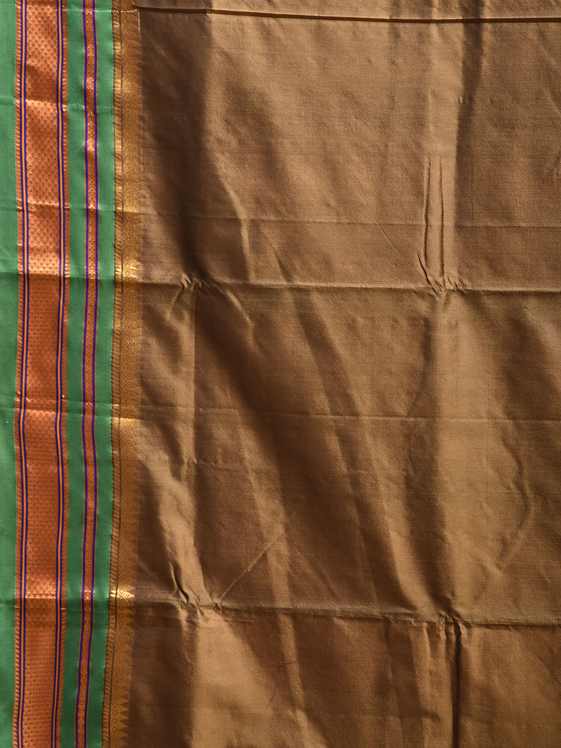Olive and Green ilkal Viscose Silk Plain Saree with Contrast Teni Tope Kammi Pallu Design No Blouse il0016