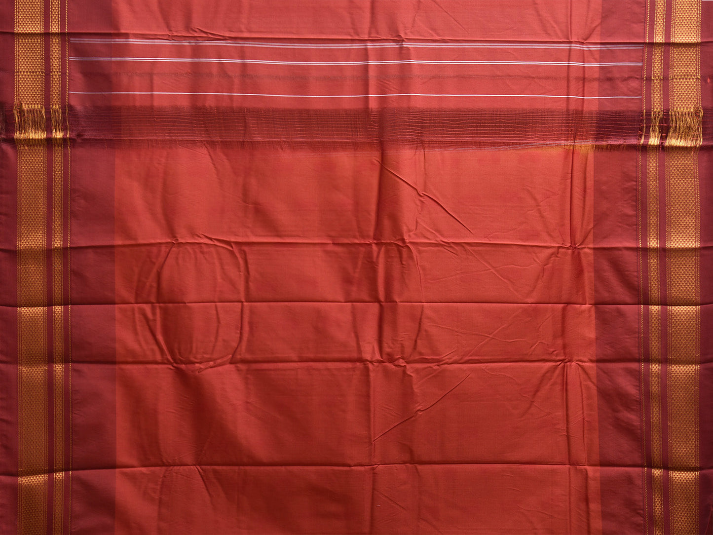 Yellow and Red ilkal Viscose Silk Saree with Temple Border and Contrast Teni Tope Kammi Pallu Design il0024