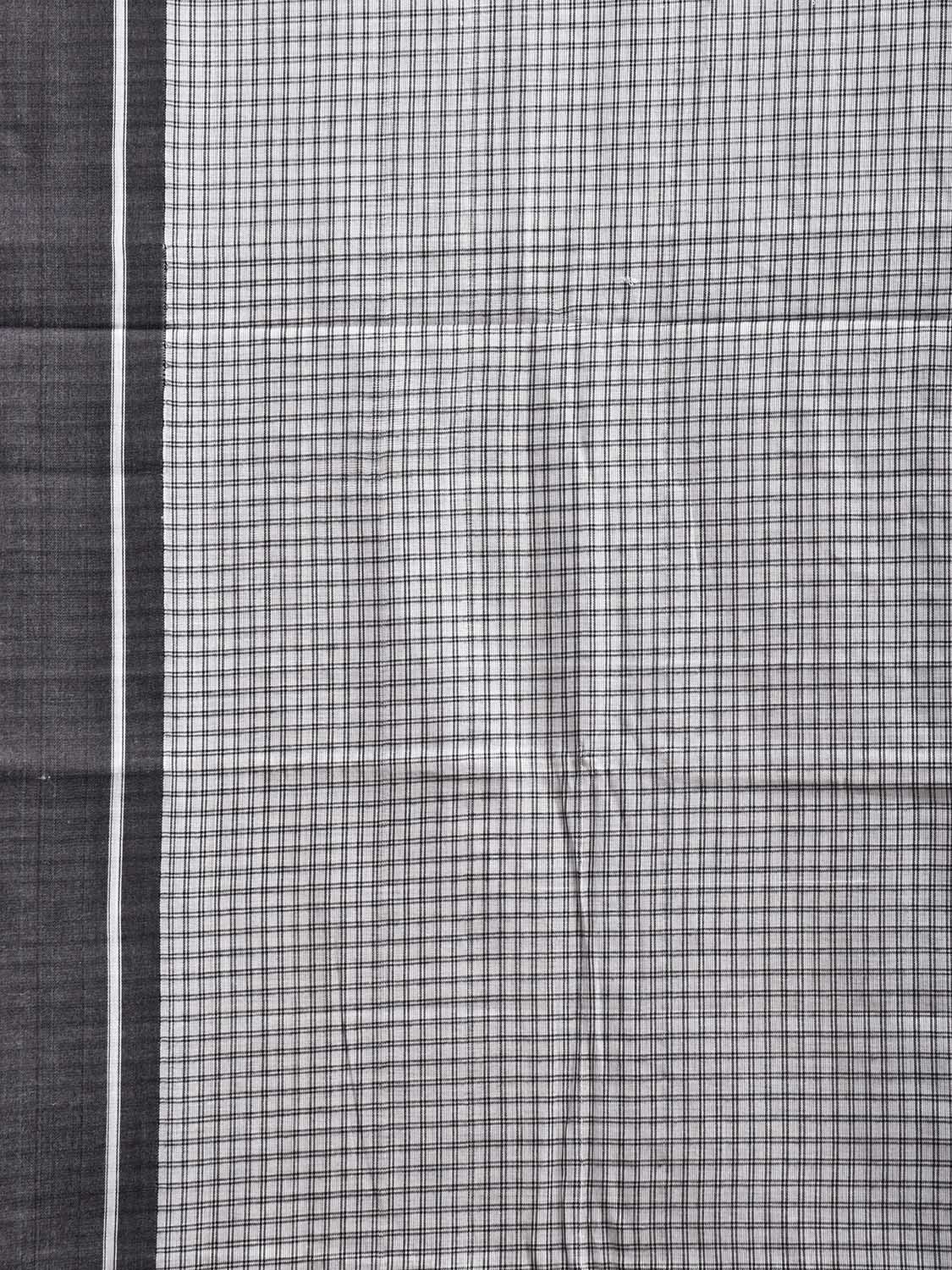 White and Black ilkal Cotton Saree with Checks and Strips Pallu Design No Blouse il0029