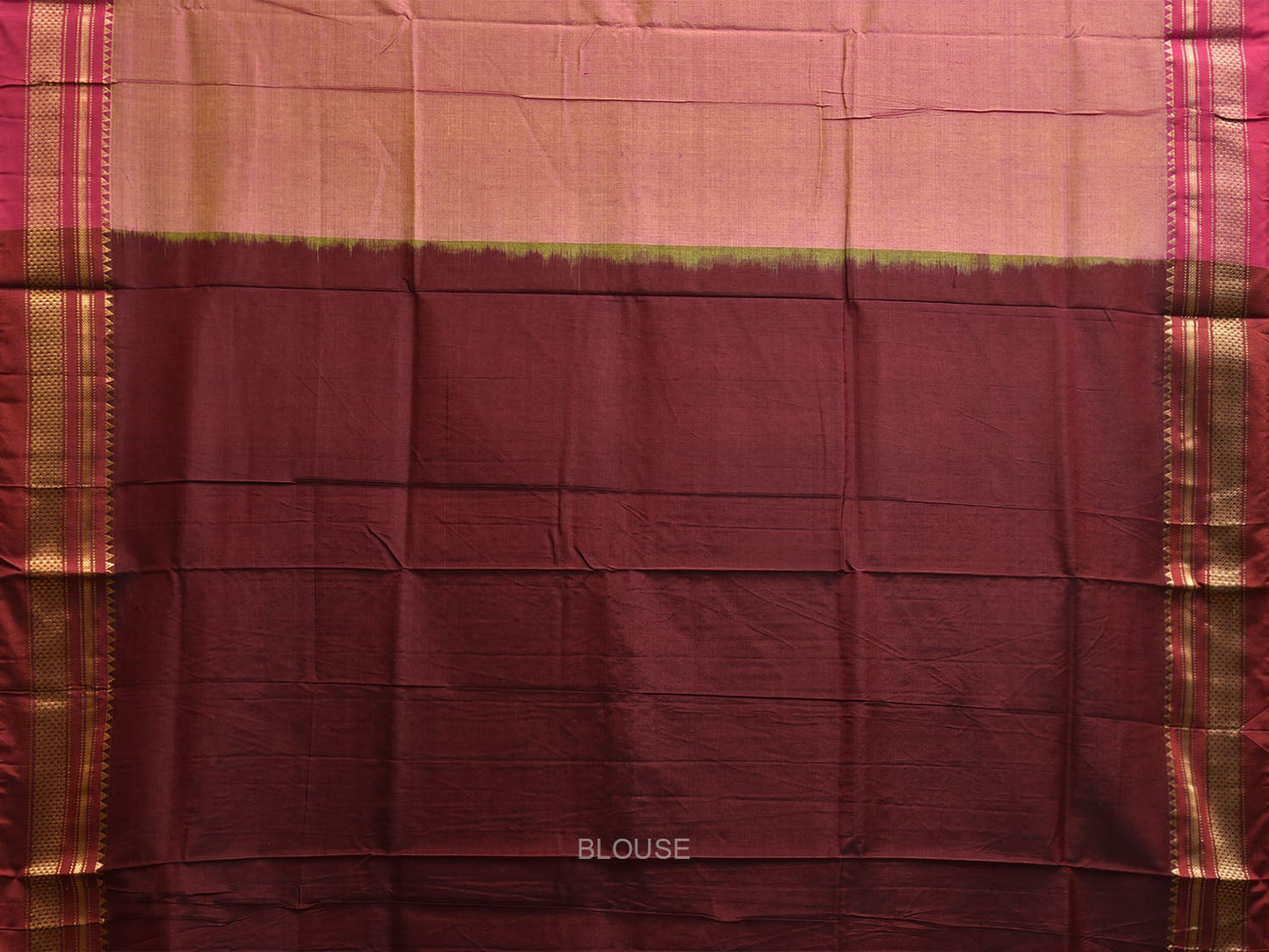 Peach and Maroon ilkal Cotton Silk Saree with Strips Pallu and Border Design il0034