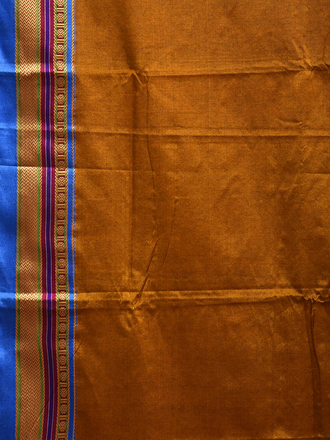 Olive and Blue ilkal Cotton Viscose Saree with Strips Pallu and Border Design No Blouse il0038