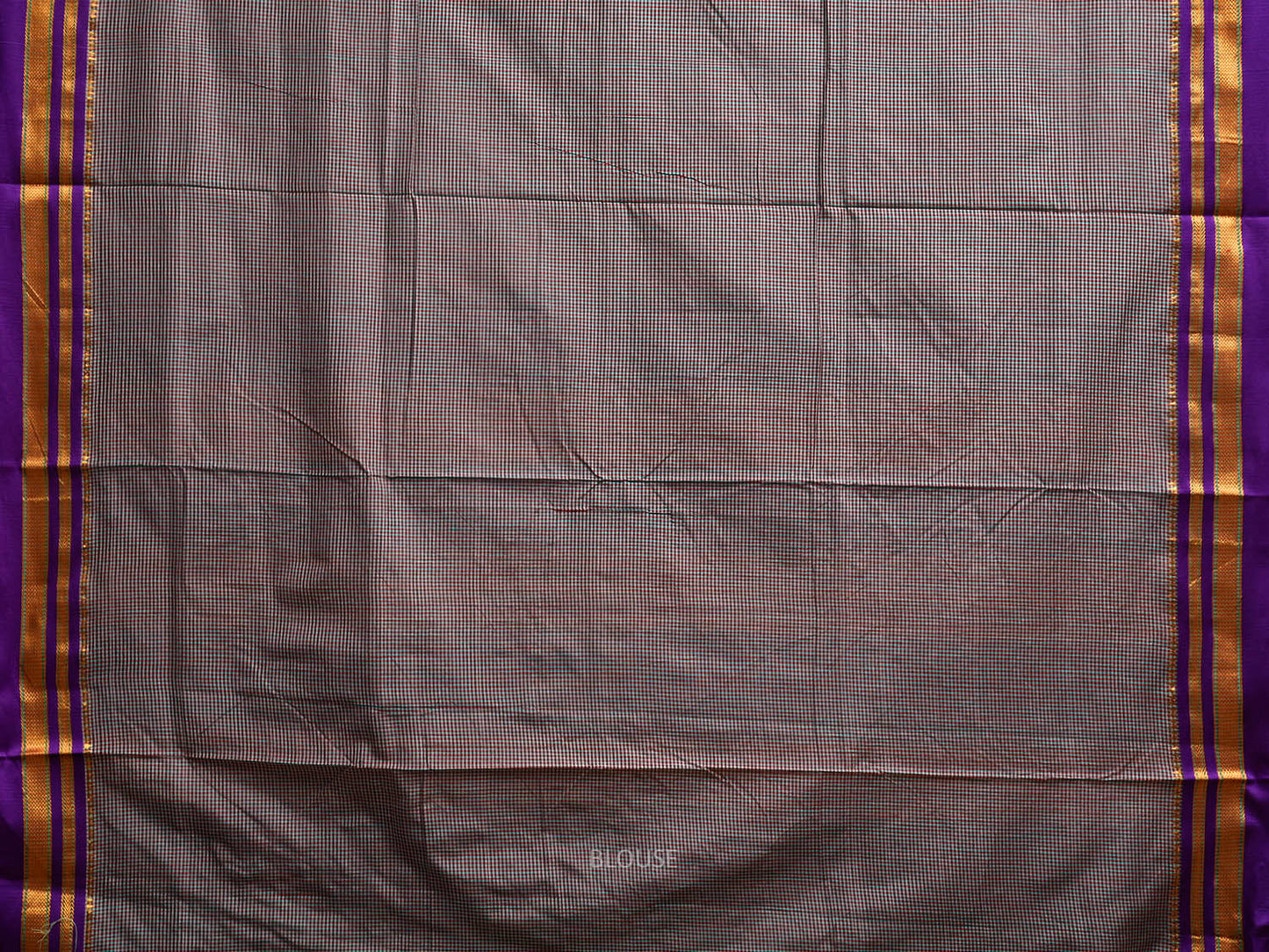 Dark Blue and Yellow ilkal Viscose Saree with Small Checks Design il0040