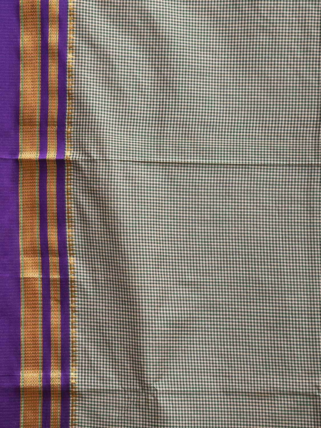 Green and Dark Blue ilkal Viscose Saree with Small Checks Design il0042