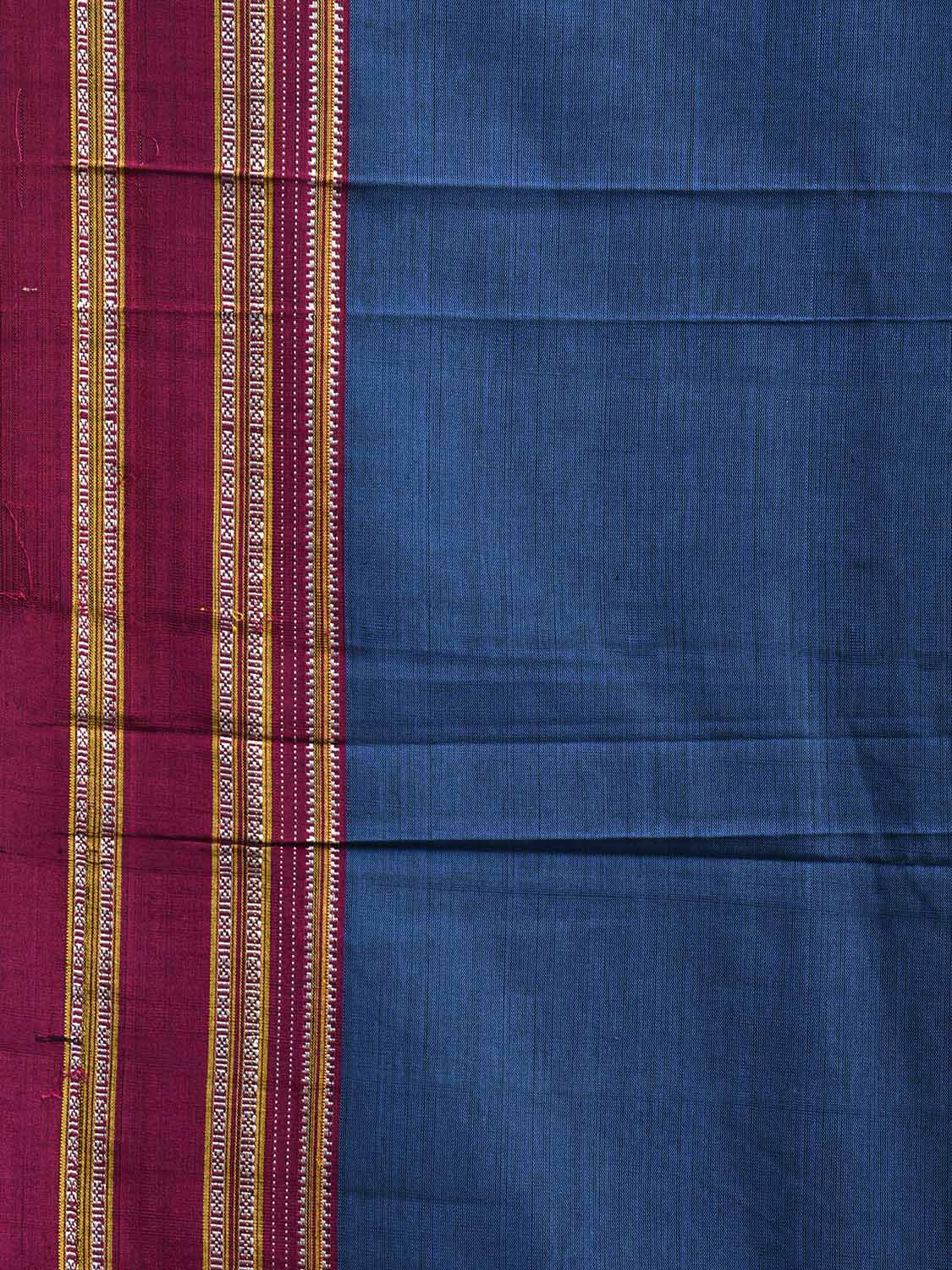 Blue and Pink ilkal Cotton Plain Saree with Strips Pallu Design No Blouse il0049