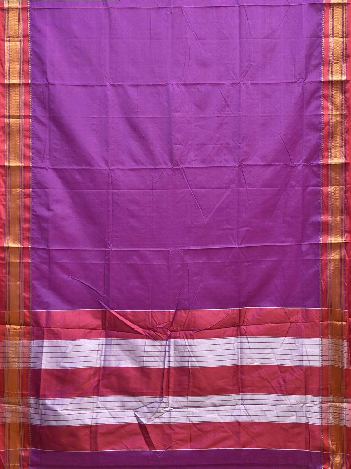 Magenta and Red ilkal Cotton Viscose Plain Saree with Contrast Pallu Design il0057