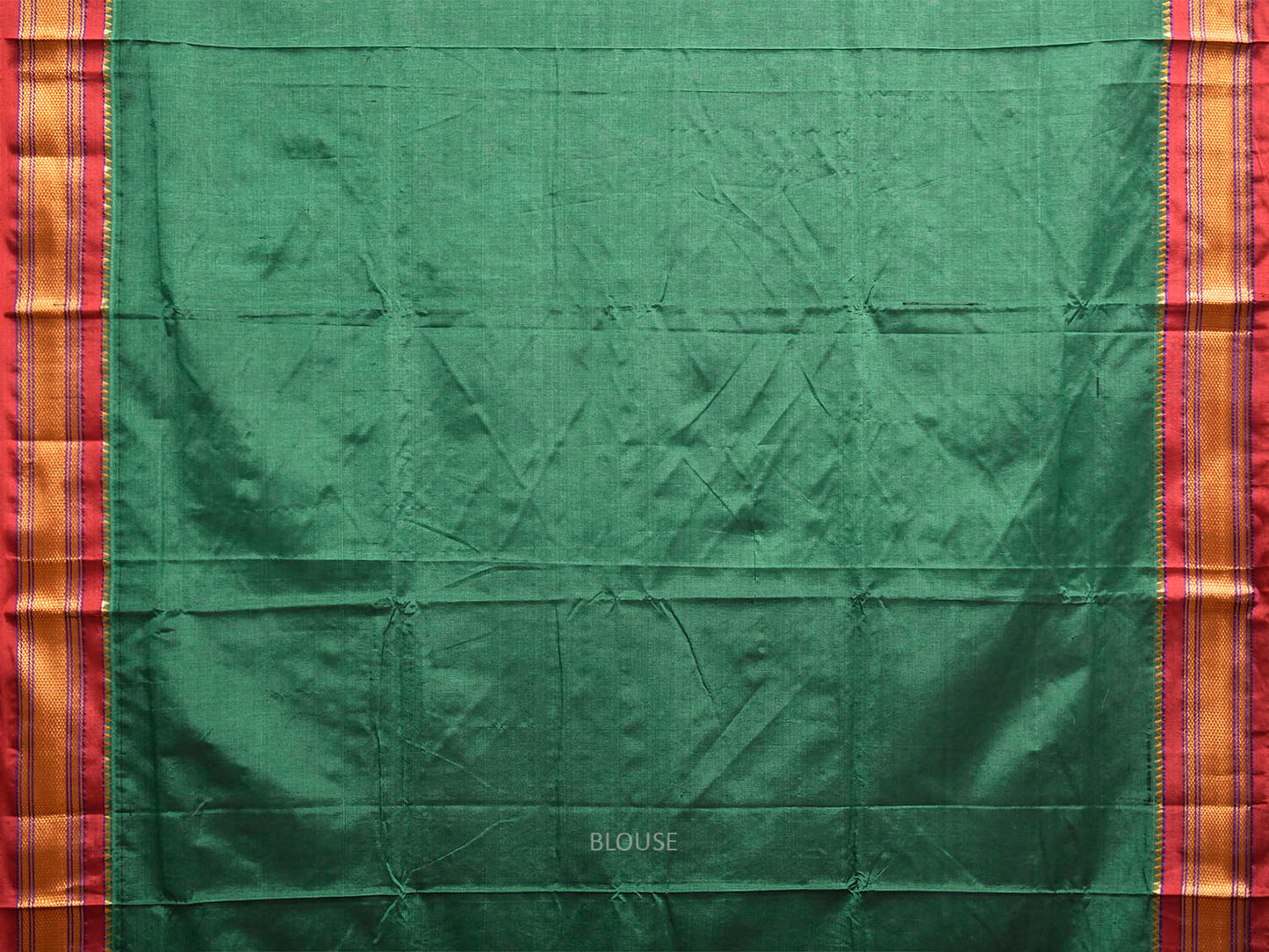 Green and Red ilkal Cotton Viscose Plain Saree with Contrast Pallu Design il0059