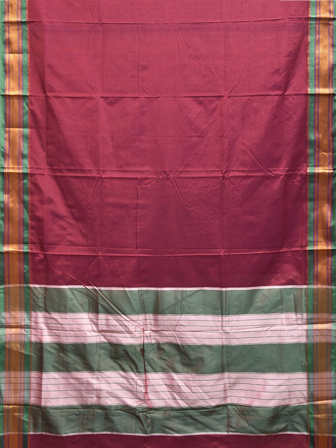 Magenta and Green ilkal Cotton Viscose Plain Saree with Contrast Pallu Design il0060